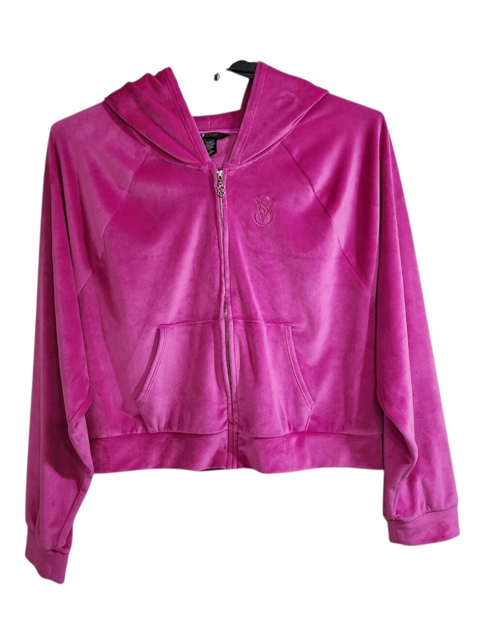 Victorias Secret On Point Hot Pink Velour Jacket L Large VS Hoodie Full Zip